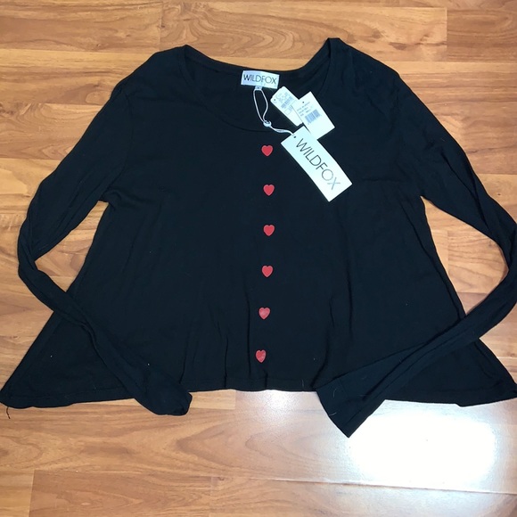 Wildfox Tops - NWT Wildfox Long Sleeve A-Line Heart Shirt
